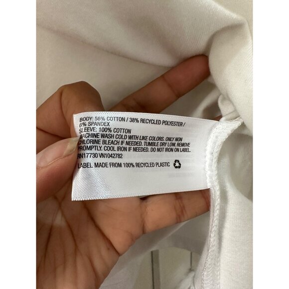 ⭐Womens Crop Top blouse Double Flutter Short Sleeve L Slim Fit White Cotton New - Picture 6 of 8